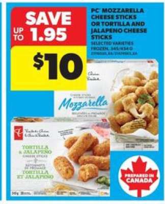 PC Mozzarella Cheese Sticks or Tortilla and Jalapeno Cheese Sticks