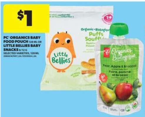 PC Organics Baby Food Pouch or Little Bellies Baby Snacks