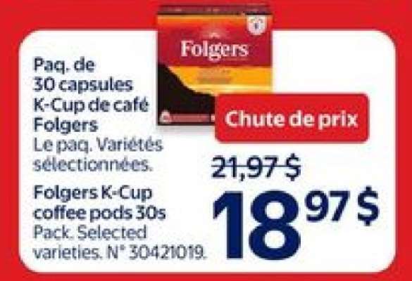 Folgers K-Cup coffee pods 30s