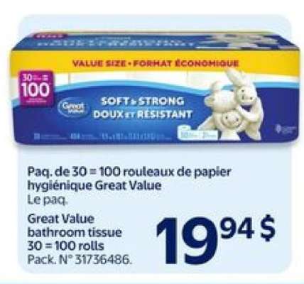 Great Value Bathroom Tissue