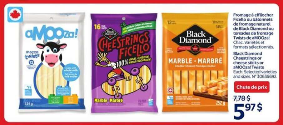 Black Diamond Cheestrings or cheese sticks or aMOOza! Twists