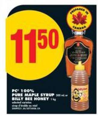 PC 100% Pure Maple Syrup or Billy Bee Honey