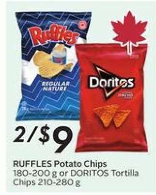 RUFFLES Potato Chips or DORITOS Tortilla Chips