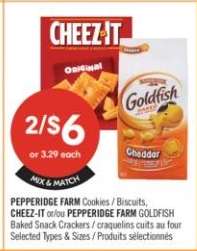 PEPPERIDGE FARM Cookies / Biscuits, CHEEZ-IT or/ou PEPPERIDGE FARM GOLDFISH
