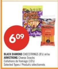 BLACK DIAMOND CHEESTRINGS (8's) or ARMSTRONG Cheese Snacks