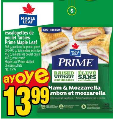 Maple Leaf Prime stuffed chicken cutlets