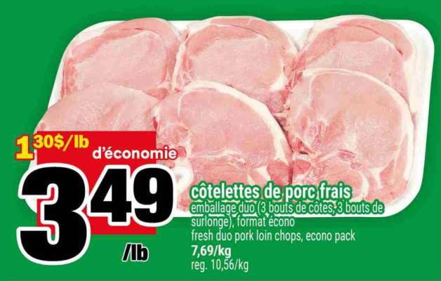 CÔTELETTES DE PORC FRAIS