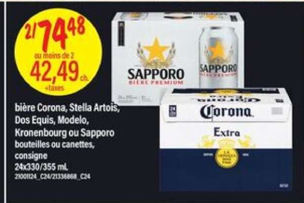 bière Corona, Stella Artois, Dos Equis, Modelo, Kronenbourg ou Sapporo