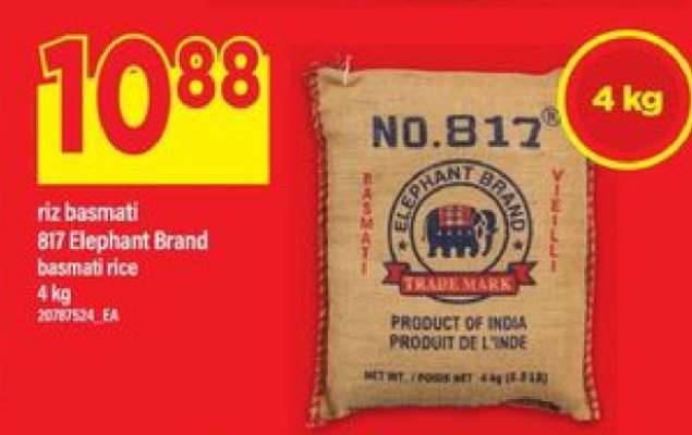 riz basmati 817 Elephant Brand basmati rice 4 kg
