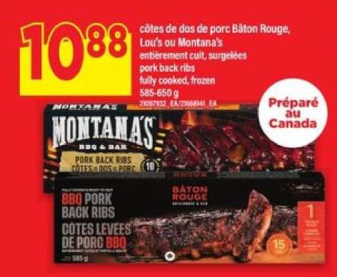 Côtes de dos de porc Bâton Rouge, Lou’s ou Montana’s