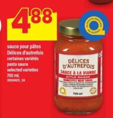 sauce pour pâtes Délices d'autrefois