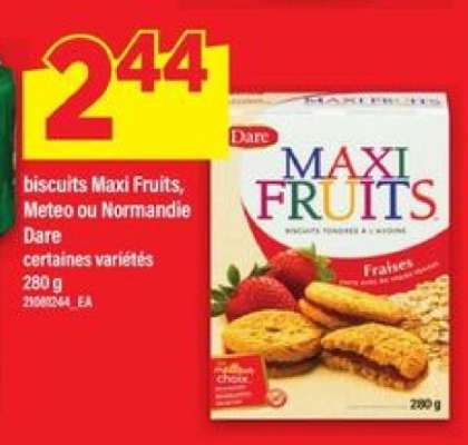 biscuits Maxi Fruits, Meteo ou Normandie