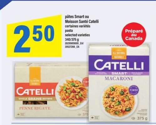 pâtes Smart ou Moisson Santé Catelli