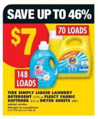 Tide Simply Liquid Laundry Detergent or Fleecy Fabric Softener