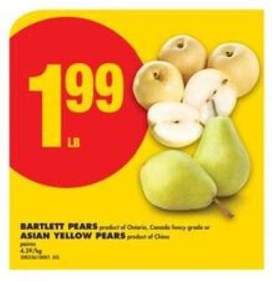 Bartlett Pears or Asian Yellow Pears