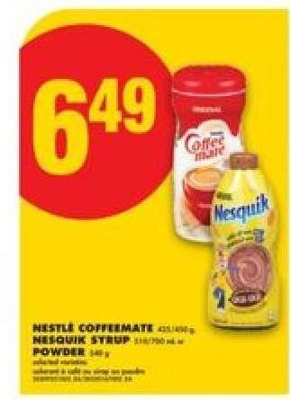 NESTLÉ COFFEEMATE / NESQUIK SYRUP / POWDER
