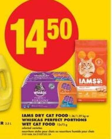 IAMS DRY CAT FOOD / WHISKAS PERFECT PORTIONS WET CAT FOOD