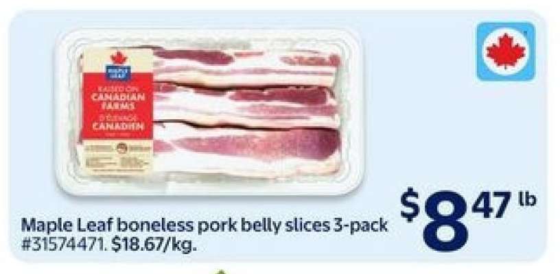 Maple Leaf Boneless Pork Belly Slices 3-Pack