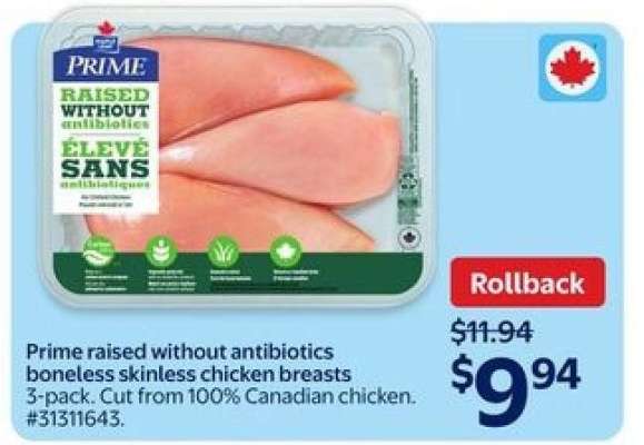 Prime Raised without Antibiotics Boneless Skinless Chicken Breasts