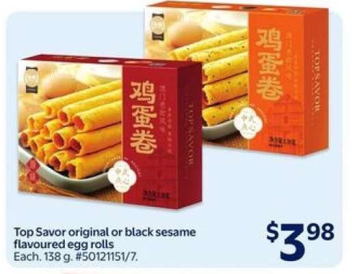 Top Savor original or black sesame flavoured egg rolls