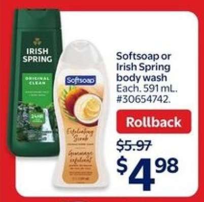 SOFTSOAP or IRISH SPRING BODY WASH