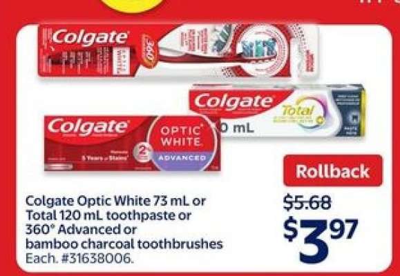 Colgate Optic White or Total Toothpaste
