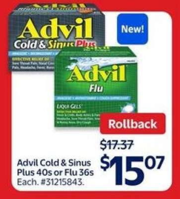 Advil Cold & Sinus Plus 40s or Flu 36s