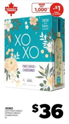 XOXO Light Pinot Grigio or Pinot Grigio/Chardonnay