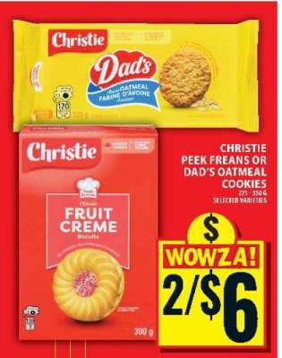 CHRISTIE PEEK FREANS OR DAD’S OATMEAL COOKIES