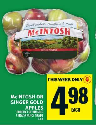 MCINTOSH OR GINGER GOLD APPLES
