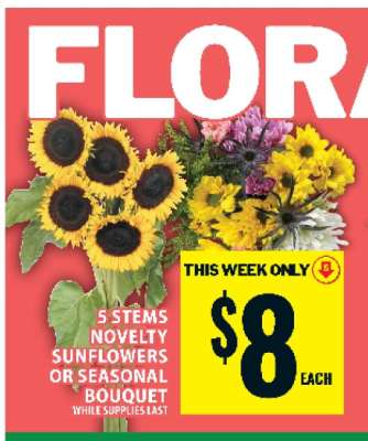 5 Stems Novelty Sunflowers or Seasonal Bouquet