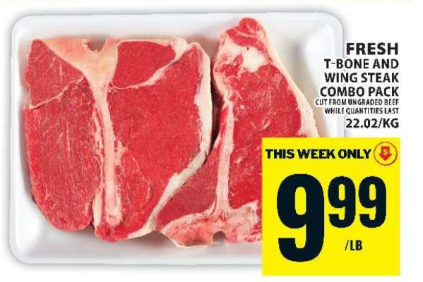 Fresh T-Bone and Wing Steak Combo Pack