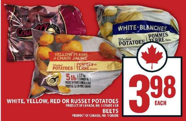 White, Yellow, Red or Russet Potatoes
