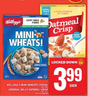 Kellogg's Mini-Wheats Cereal / General Mills Oatmeal Crisp