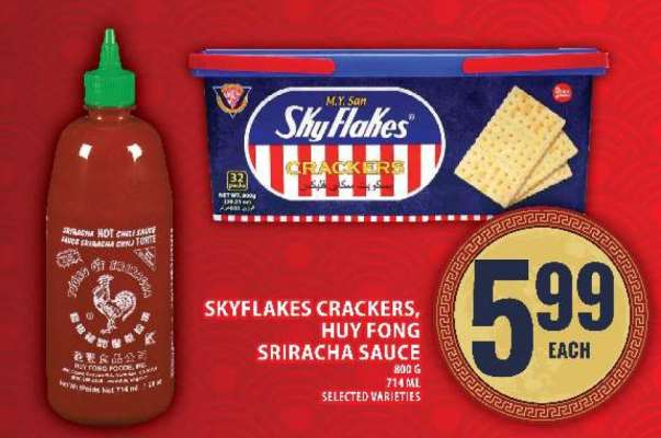 Skyflakes Crackers, Huy Fong Sriracha Sauce