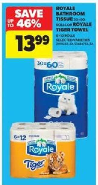 Royale Bathroom Tissue or Royale Tiger Towel