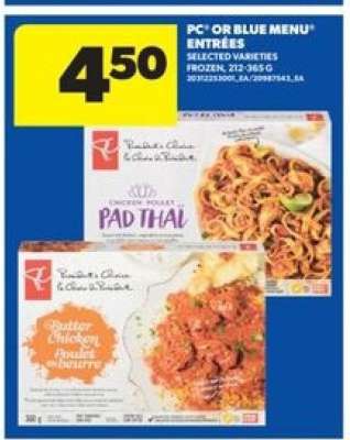 PC or Blue Menu Entrees