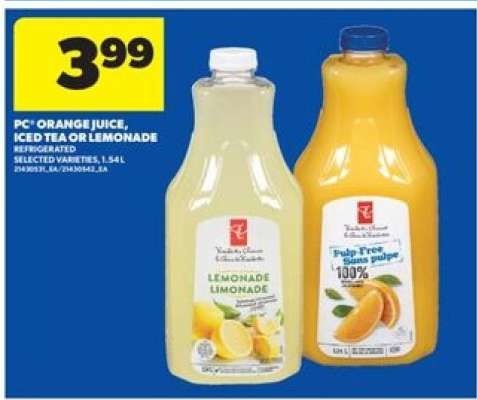 PC Orange Juice, Iced Tea or Lemonade