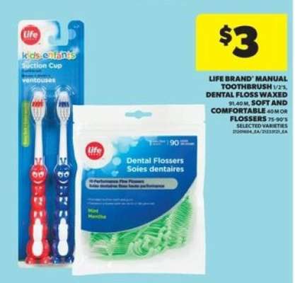 Life Brand Manual Toothbrush, Dental Floss Waxed, Soft and Comfortable Flossers