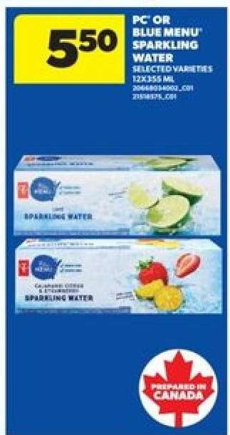 PC or Blue Menu Sparkling Water