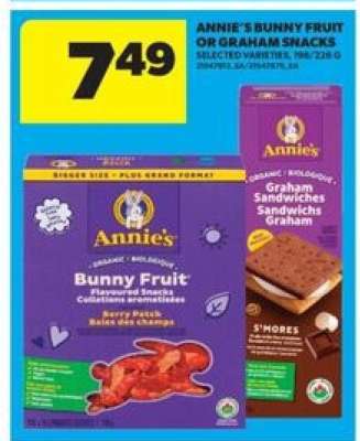 Annie's Bunny Fruit or Graham Snacks