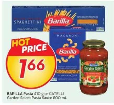 BARILLA Pasta 410 g or CATELLI Garden Select Pasta Sauce 600 mL