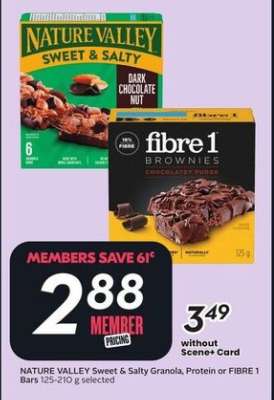 NATURE VALLEY Sweet & Salty Granola, Protein or FIBRE 1 Bars 125-210 g selected