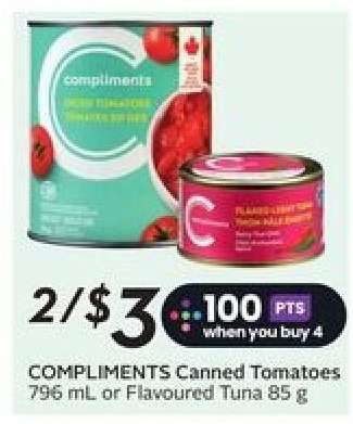 COMPLIMENTS Canned Tomatoes or Flavoured Tuna