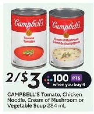 CAMPBELL'S Tomato, Chicken Noodle, Cream of Mushroom or Vegetable Soup