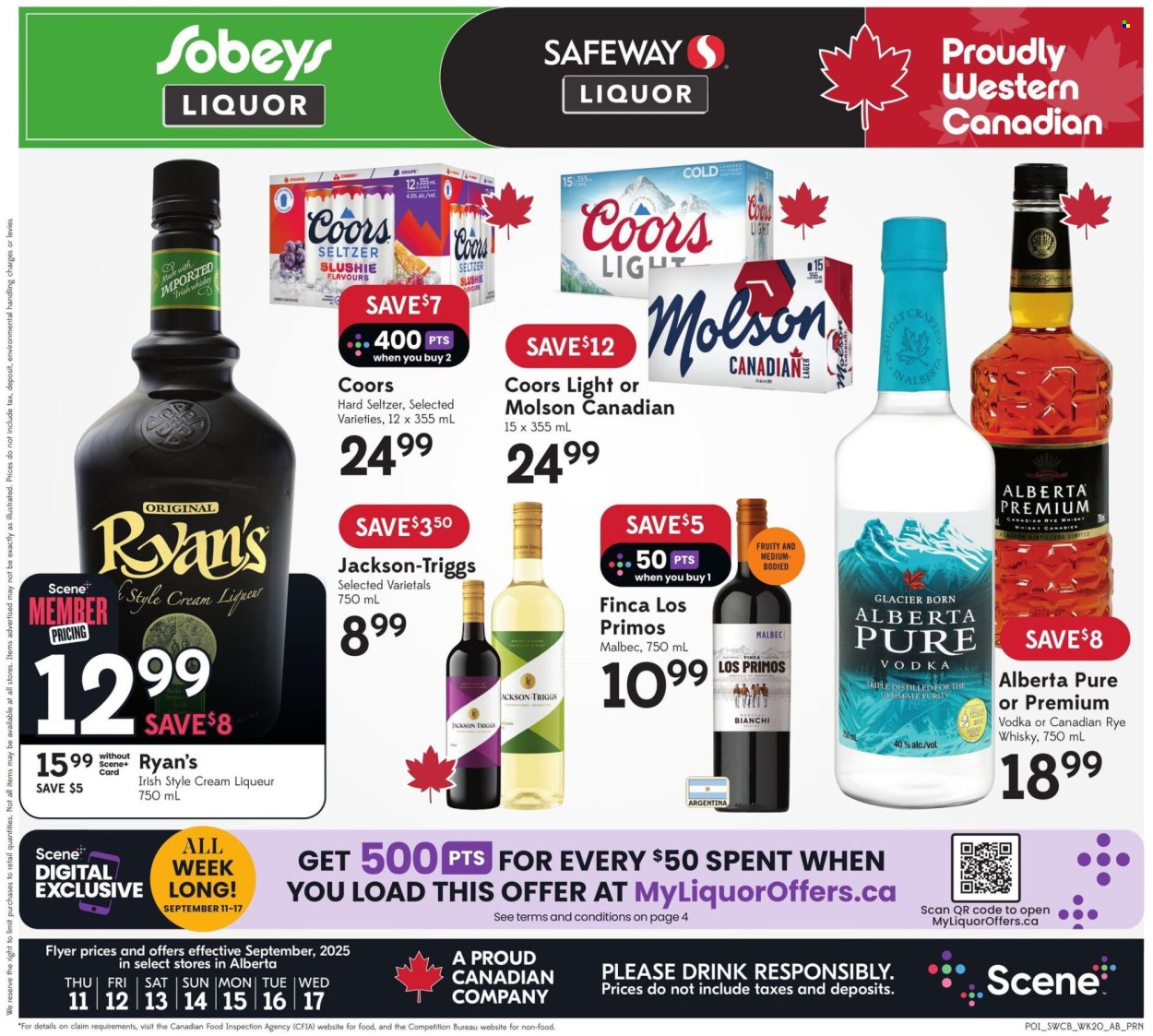 Sobeys Liquor flyer - September 11, 2025 - September 17, 2025. Page 1