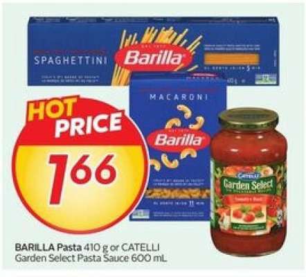 Barilla Pasta or Catelli Garden Select Pasta Sauce