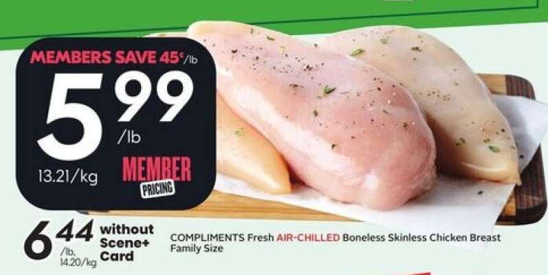 COMPLIMENTS Fresh AIR-CHILLED Boneless Skinless Chicken Breast Family Size