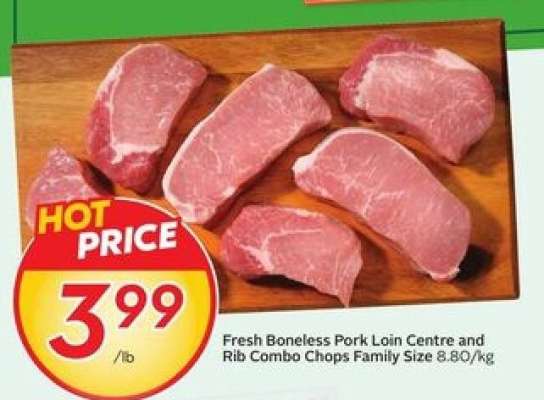 Fresh Boneless Pork Loin Centre and Rib Combo Chops Family Size