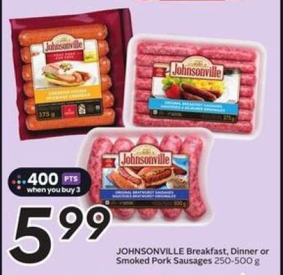 JOHNSONVILLE Breakfast, Dinner or Smoked Pork Sausages